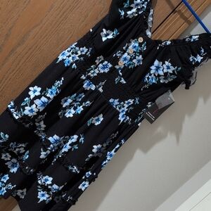 No Boundaries Black and Blue Floral Dress